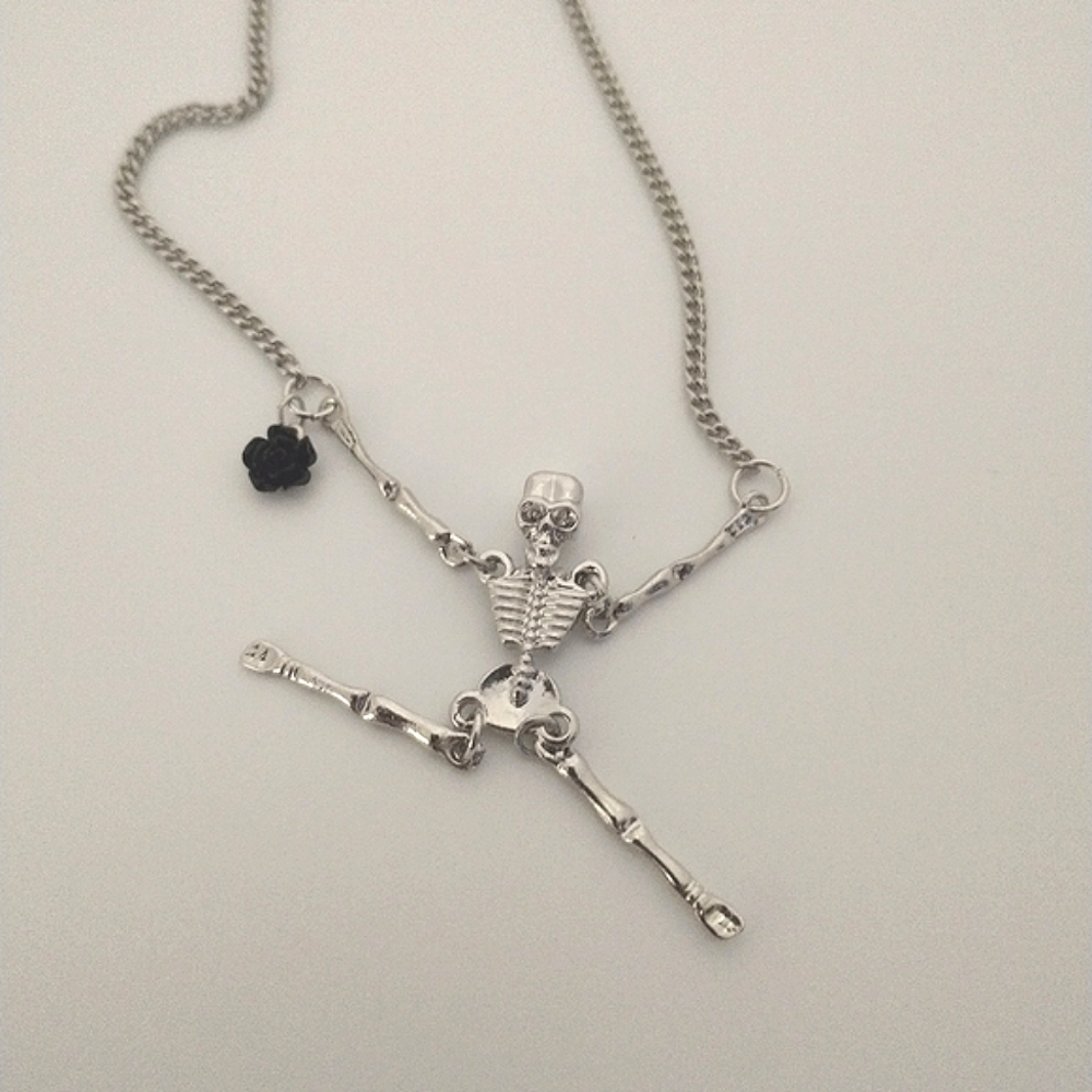 🧁 3/$30 Throw Your Hands Up And Dance Skeleton Necklace NEW
